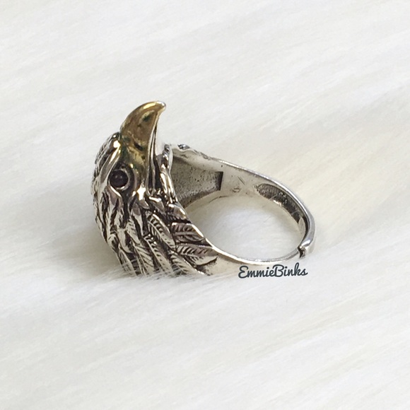 New Vintage Style Etched Eagle Bird Statement Ring / War Eagle Fan - Picture 7 of 10